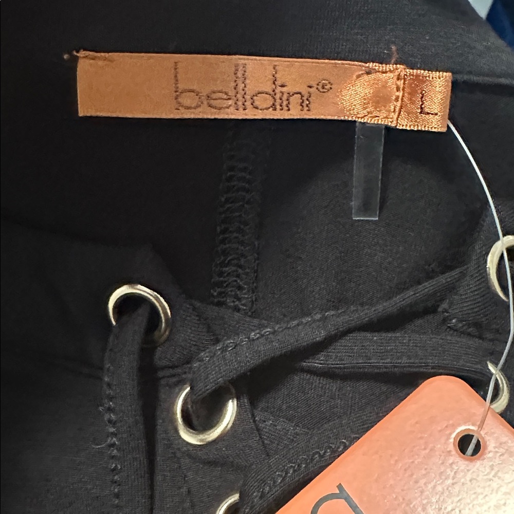 Belldini Black Lace-Up Short Sleeve Top - Picture 4 of 5